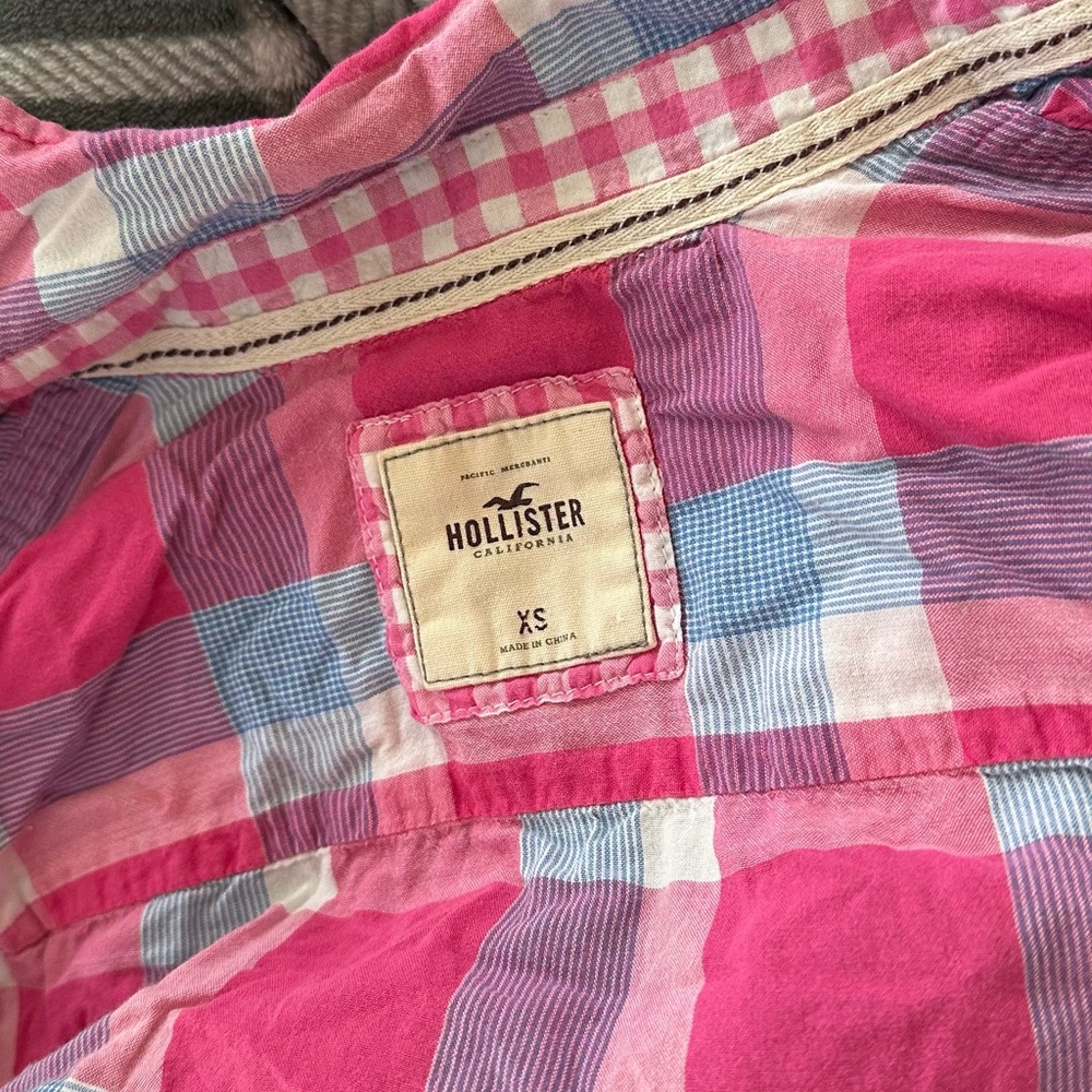 Hollister Pink and Blue Checkered Shirt - Picture 4 of 6